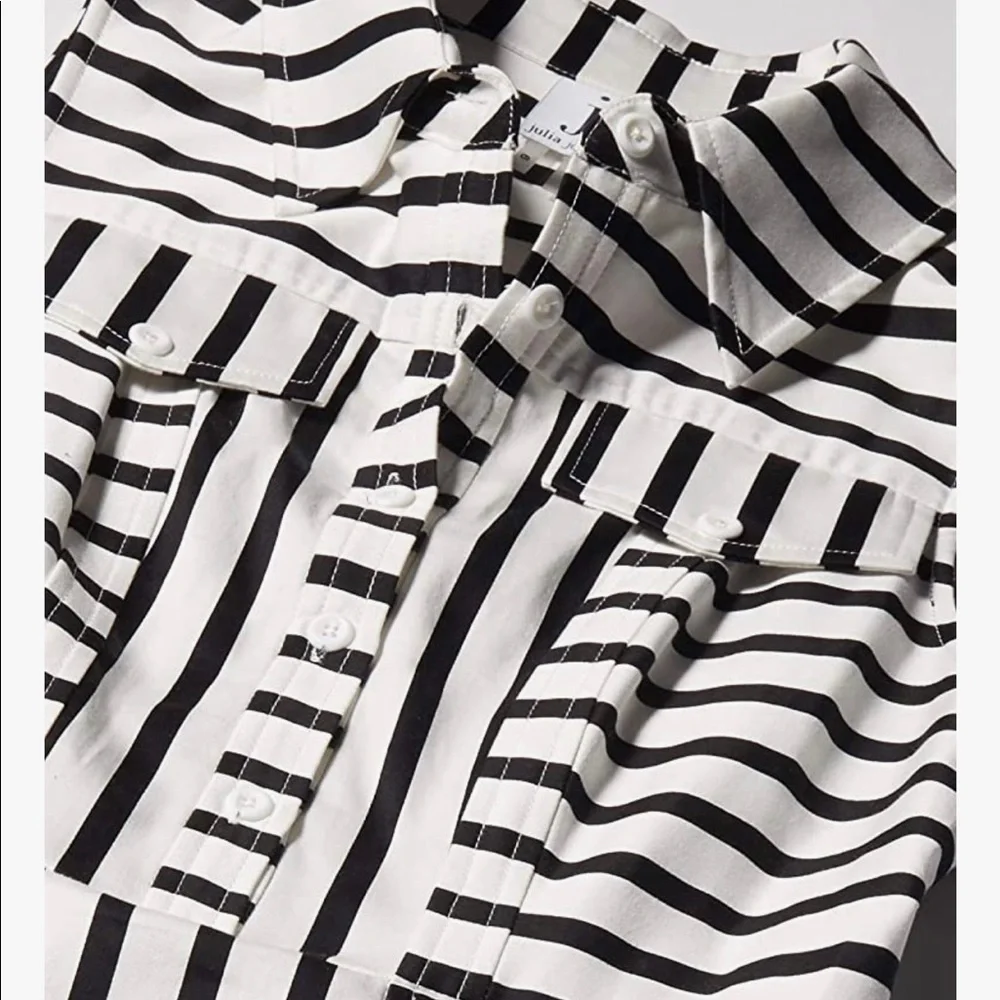 Julia Jordan Women's Shirt Dress Striped with Collar and Pockets size 8 - Picture 6 of 14